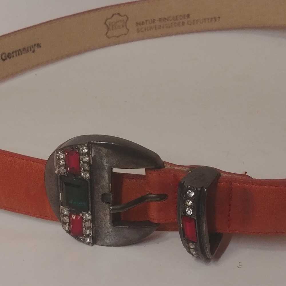 Vtg Schuchard & Friese W.Germany Red Leather Belt